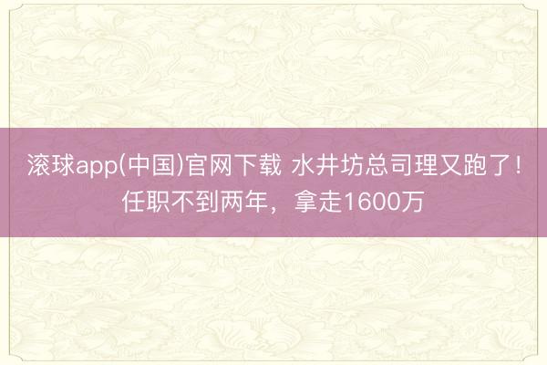 滚球app(中国)官网下载 水井坊总司理又跑了！任职不到两年，拿走1600万