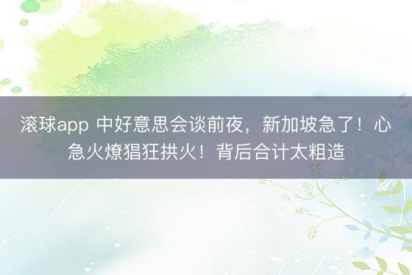 滚球app 中好意思会谈前夜，新加坡急了！心急火燎猖狂拱火！背后合计太粗造