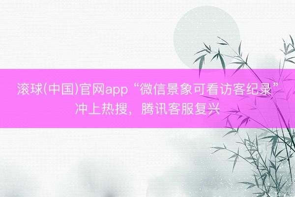 滚球(中国)官网app “微信景象可看访客纪录”冲上热搜，腾讯客服复兴