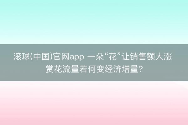 滚球(中国)官网app 一朵“花”让销售额大涨 赏花流量若何变经济增量?