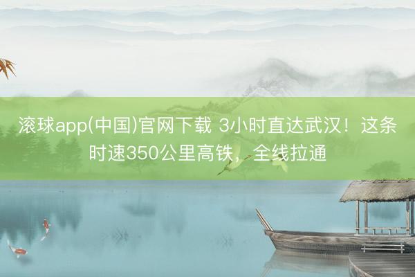 滚球app(中国)官网下载 3小时直达武汉！这条时速350公里高铁，全线拉通