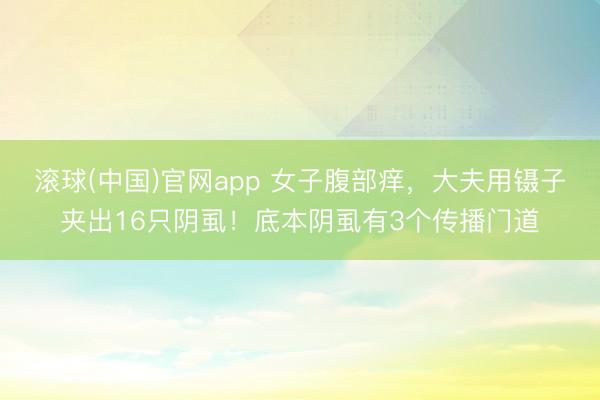 滚球(中国)官网app 女子腹部痒，大夫用镊子夹出16只阴虱！底本阴虱有3个传播门道