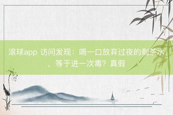 滚球app 访问发现：喝一口放弃过夜的剩茶水，等于进一次毒？真假