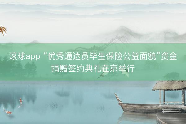 滚球app “优秀通达员毕生保险公益面貌”资金捐赠签约典礼在京举行