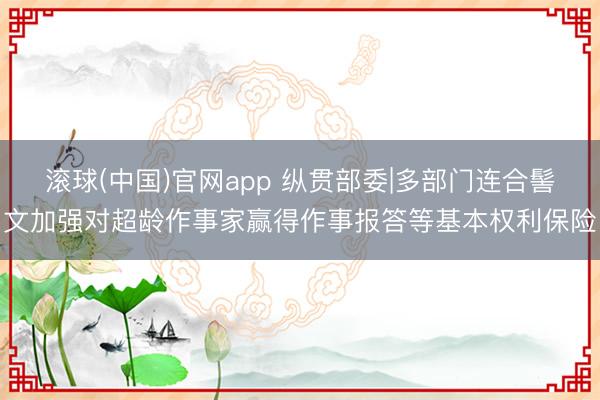 滚球(中国)官网app 纵贯部委|多部门连合髻文加强对超龄作事家赢得作事报答等基本权利保险