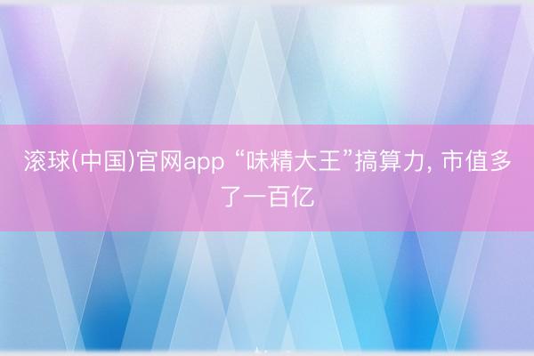 滚球(中国)官网app “味精大王”搞算力， 市值多了一百亿