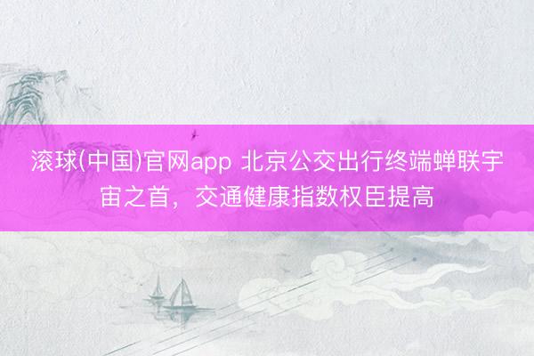 滚球(中国)官网app 北京公交出行终端蝉联宇宙之首，交通健康指数权臣提高