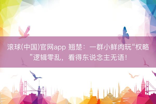 滚球(中国)官网app 翘楚：一群小鲜肉玩“权略”逻辑零乱，看得东说念主无语！