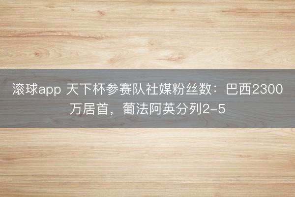 滚球app 天下杯参赛队社媒粉丝数：巴西2300万居首，葡法阿英分列2-5