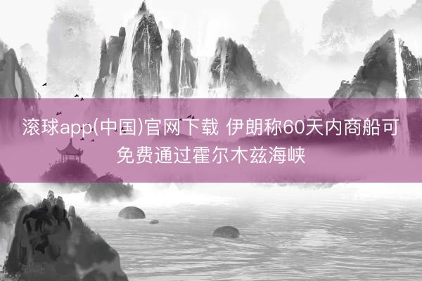 滚球app(中国)官网下载 伊朗称60天内商船可免费通过霍尔木兹海峡